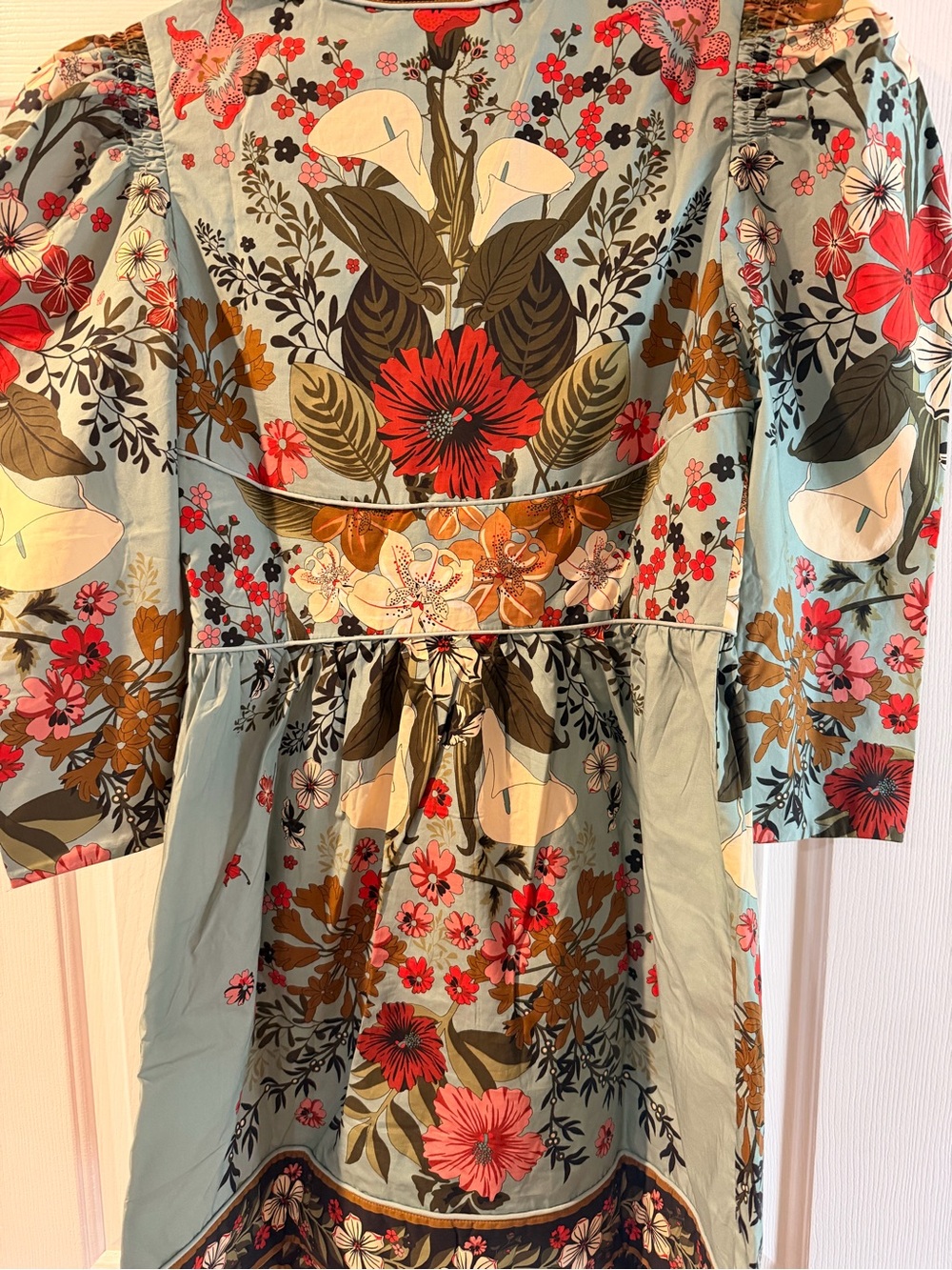 FARM Rio Aqua Floral Embroidered Puff-Sleeve Coat - Picture 2 of 5